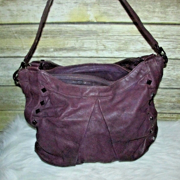 treesje Marley Purple Studded Lather Hobo Bag Bags